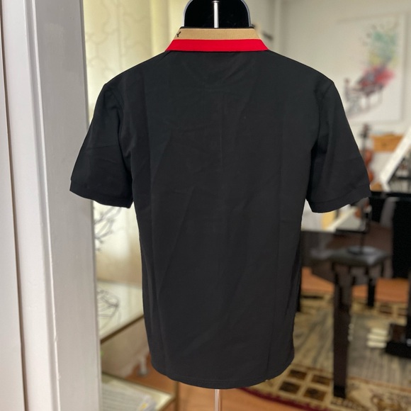 EUC Men’s Size Medium Burberry Contrasting Collar Cotton Polo Shirt In Black - Picture 10 of 16